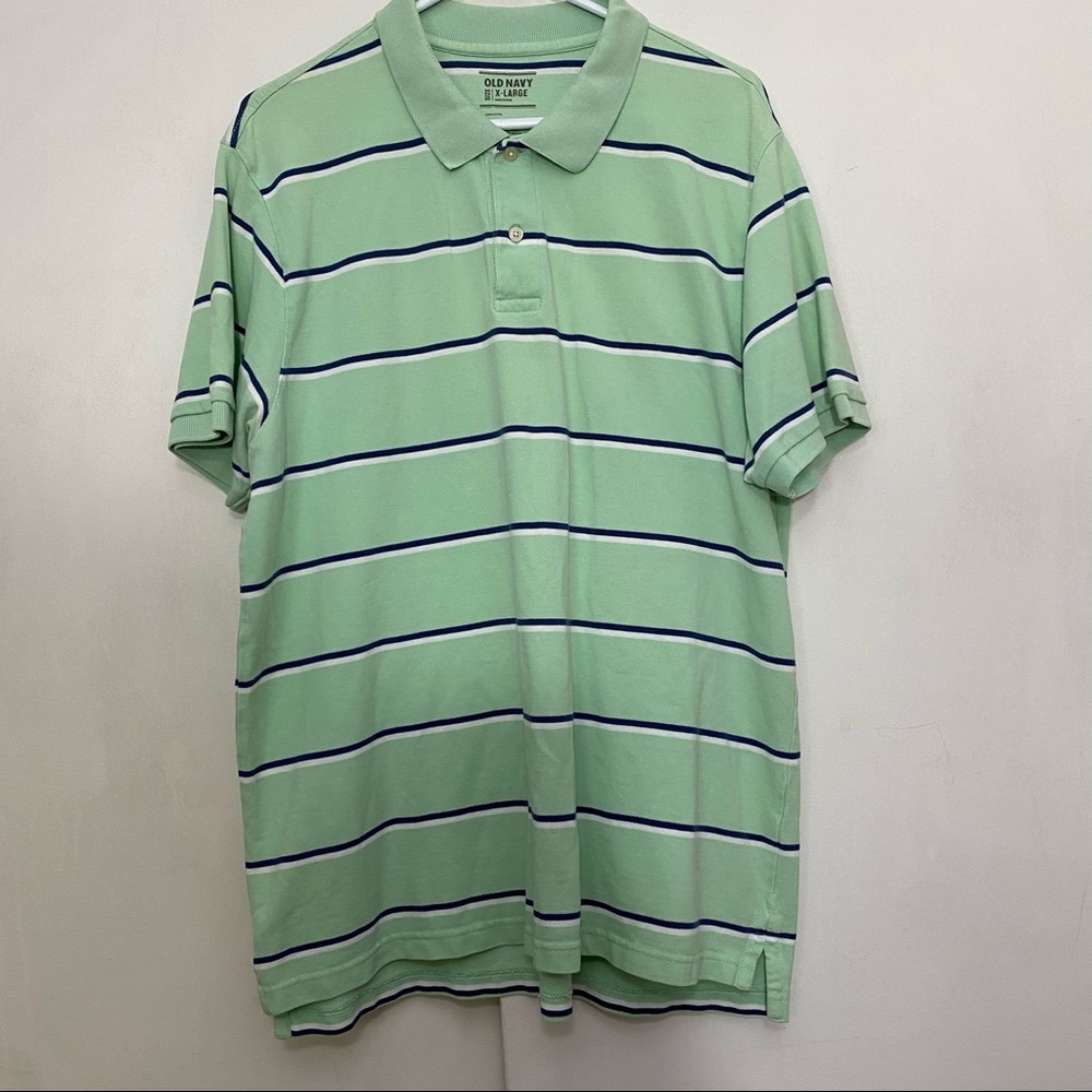 OLD NAVY cotton knit striped rib knit collar short sleeve polo shirt XL